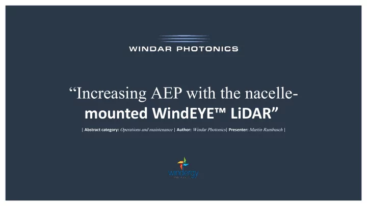 increasing aep with the nacelle