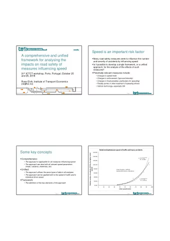 Speed is an important risk factor  A comprehensive and unified  Many road safety measures seek