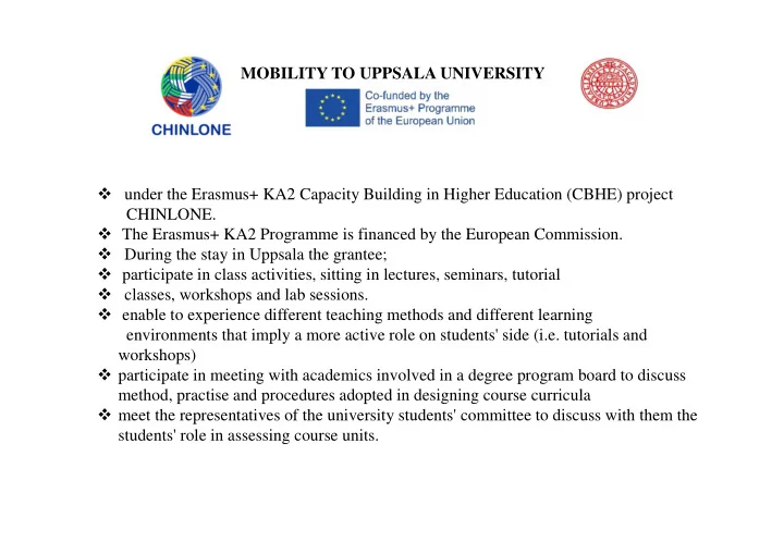 sta mobility to uppsala university under the erasmus ka2