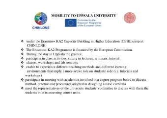 STA MOBILITY TO UPPSALA UNIVERSITY  under the Erasmus+ KA2 Capacity Building in Higher Education