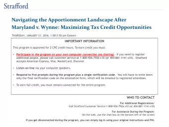 Navigating the Apportionment Landscape After  Maryland v. Wynne: Maximizing Tax Credit