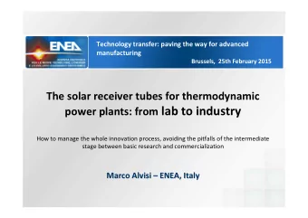 power plants: from lab to industry  How to manage the whole innovation process, avoiding the