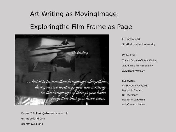 art writing as movingimage exploringthe film frame as page