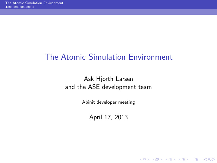 the atomic simulation environment