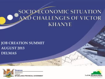 DELMAS  1 of 44  CONTENTS  Purpose of the presentation  Socio-economic analysis  research