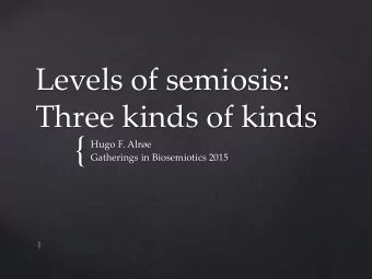 {  Hugo F. Alre  Gatherings in Biosemiotics 2015 Natural kinds and other kinds of kinds  Three