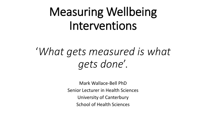 measuring wellbeing