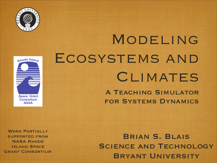 modeling ecosystems and climates