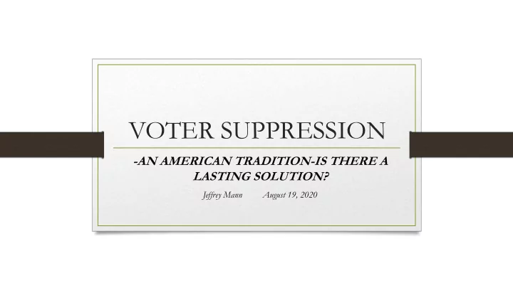 voter suppression