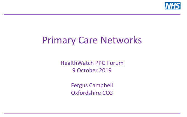 primary care networks
