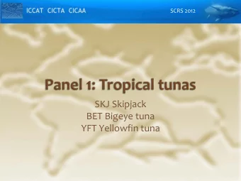 SKJ Skipjack  BET Bigeye tuna  YFT Yellowfin tuna  SCRS 2012 SKJ Skipjack (assessed in 2008)