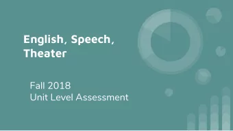 English, Speech,  Theater  Fall 2018  Unit Level Assessment  Nevertheless,  s(he) persisted.