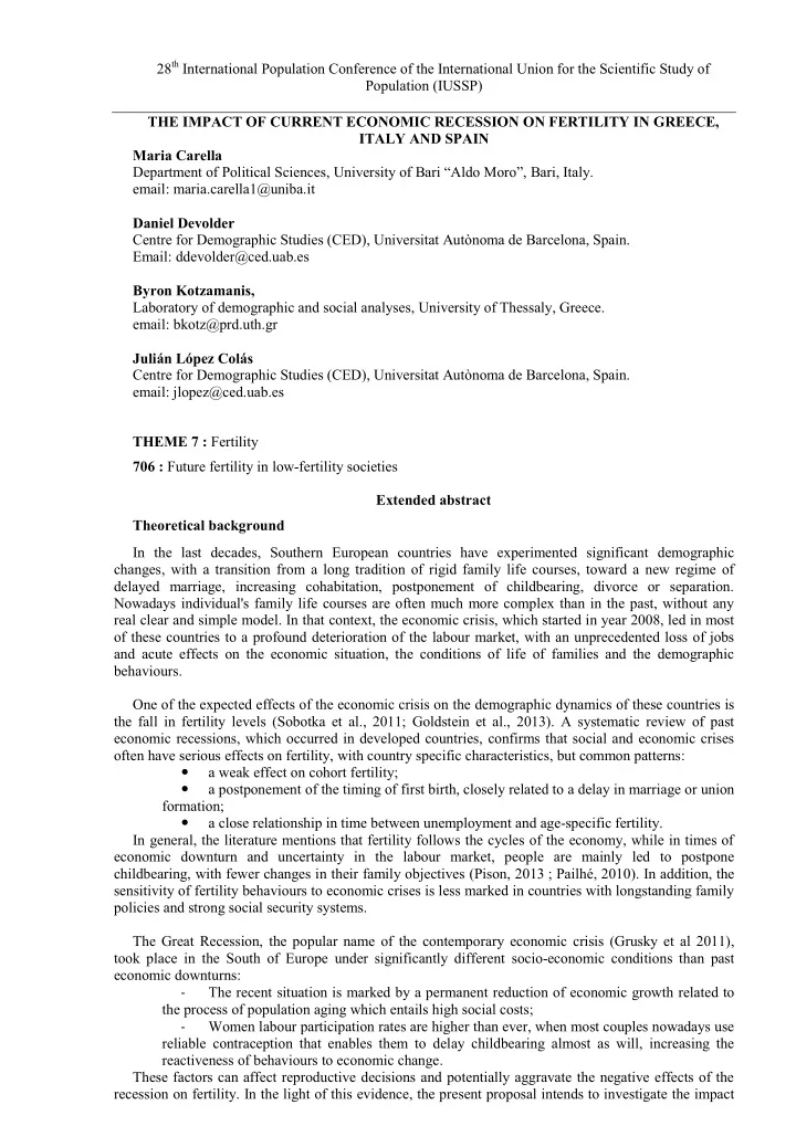 28 th international population conference of the