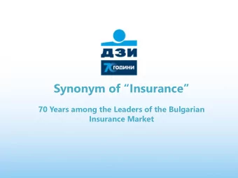 Synonym of Insurance  70 Years among the Leaders of the Bulgarian  Insurance Market  History