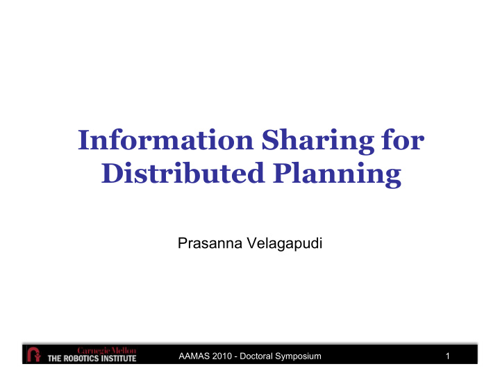 information sharing for distributed planning