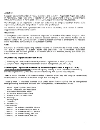About us: European Economic Chamber of Trade, Commerce and Industry  Nepal (EEC-Nepal)