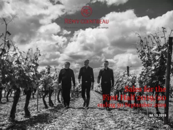 Sales for the  First Half 2019/20  ending 30 September 2019  18.10.2019  H1 2019/20 Sales : Key