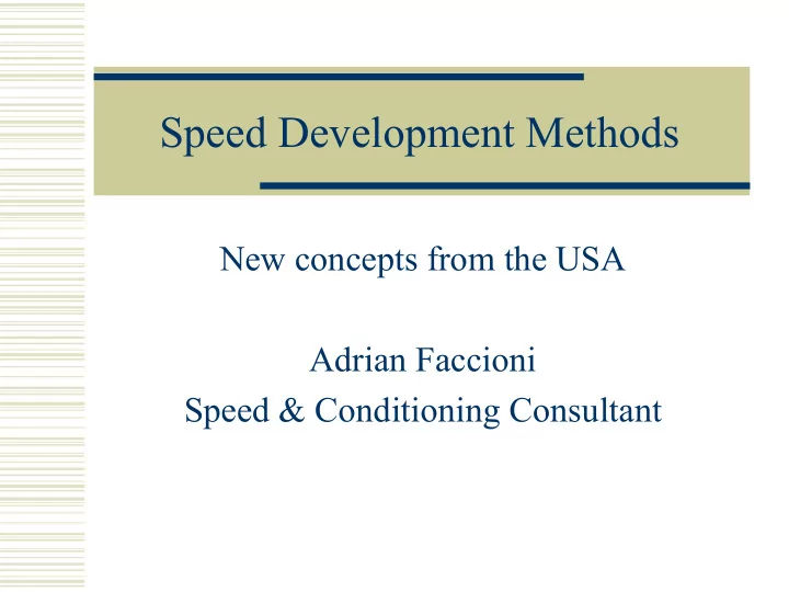 speed development methods