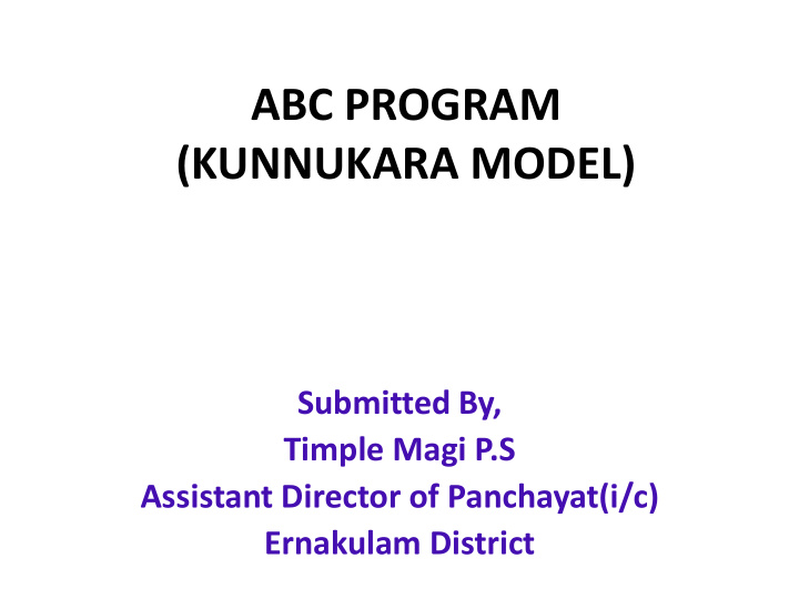 abc program kunnukara model