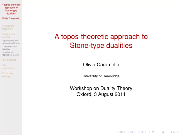 a topos theoretic approach to
