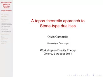 A topos-theoretic approach to  method  Equivalences with  categories of frames  Stone-type
