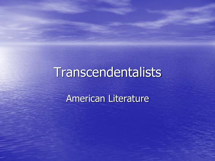 transcendentalists