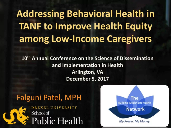 tanf to improve health equity