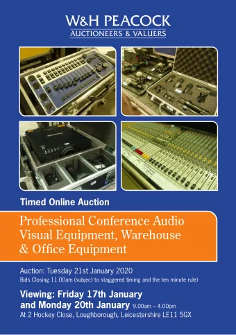 Professional Conference Audio  Visual Equipment, Warehouse  &amp; Office Equipment Auction: Tuesday