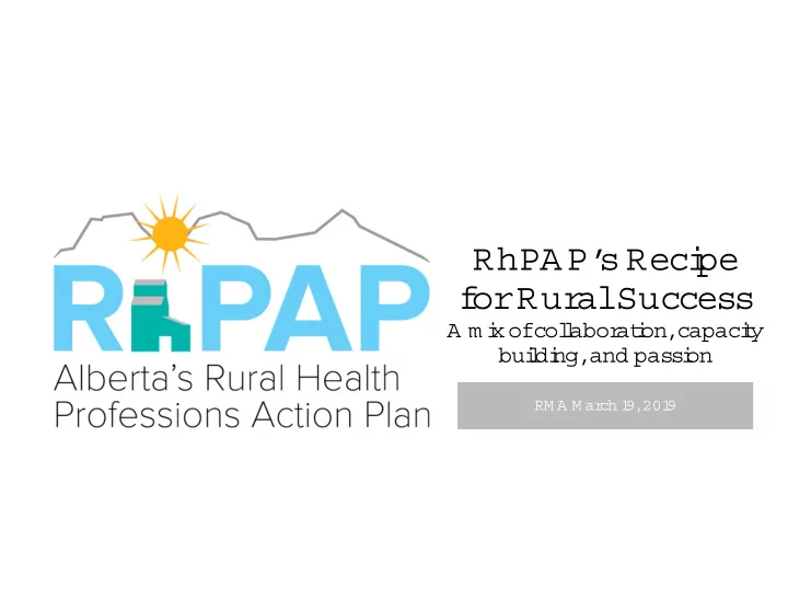rhpap sreci pe f or rur al success