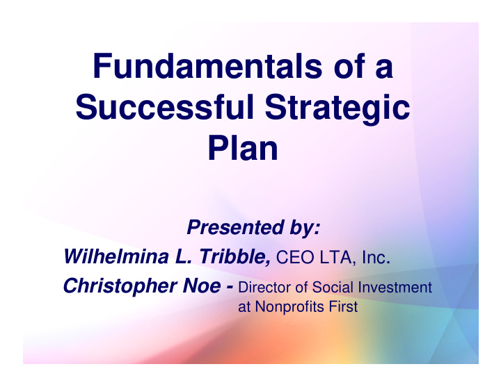 fundamentals of a successful strategic plan