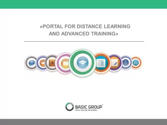 PORTAL FOR DISTANCE LEARNING  AND ADVANCED TRAINING  PORTAL FOR DISTANCE LEARNING AND ADVANCED