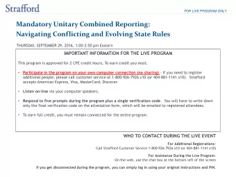 Mandatory Unitary Combined Reporting:  Navigating Conflicting and Evolving State Rules  THURSDAY  ,