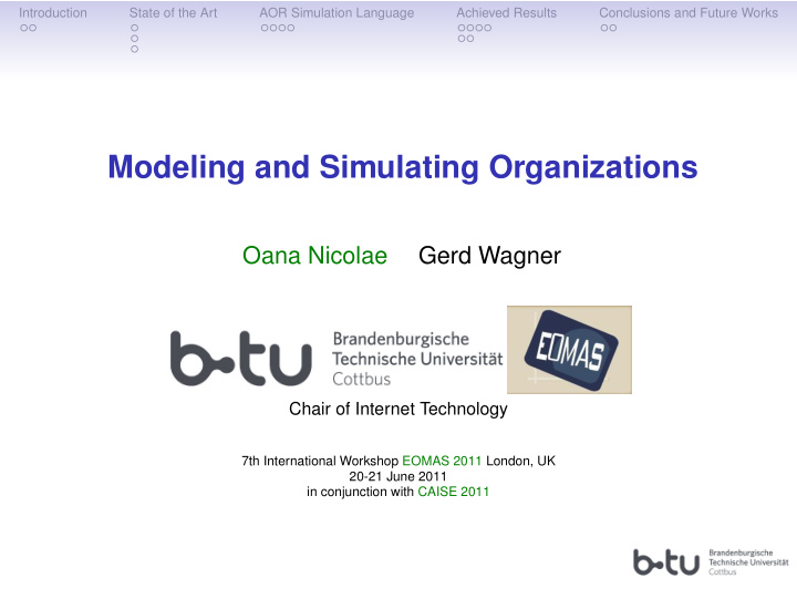 modeling and simulating organizations