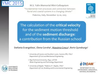 and of the sediment discharge :  a contribution from the Russian school Stefania Evangelista 1 ,
