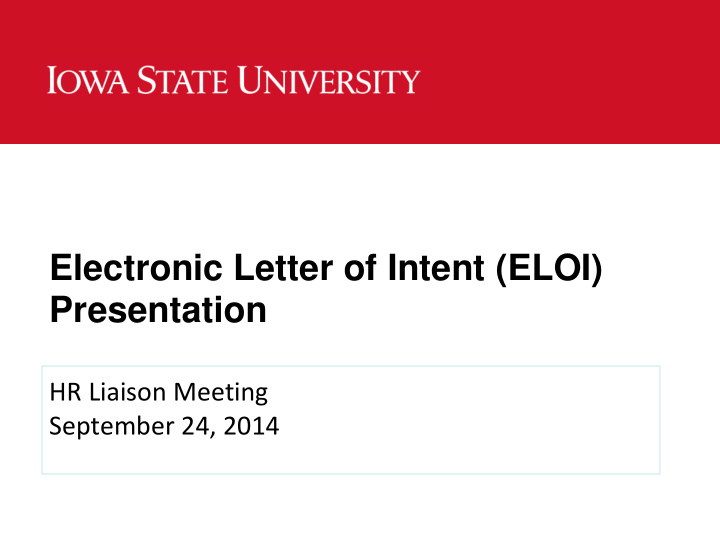 electronic letter of intent eloi presentation