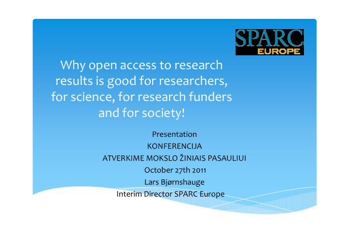 why open access to research results is good for