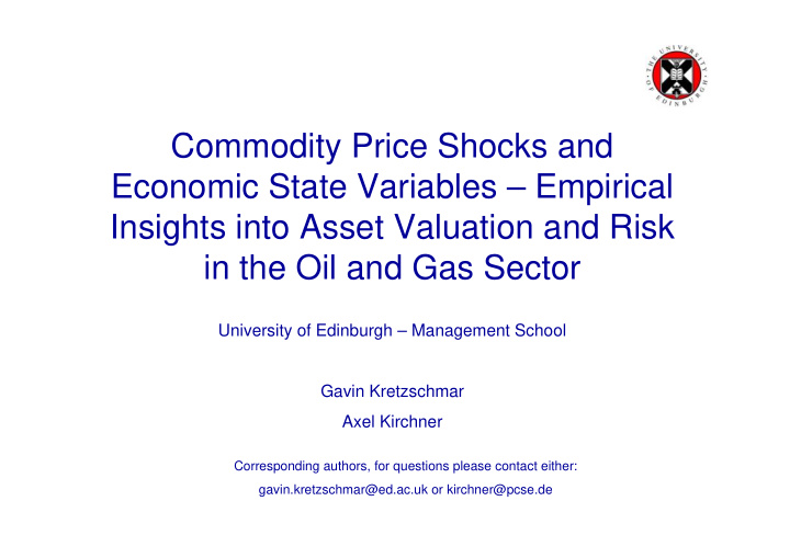 commodity price shocks and economic state variables