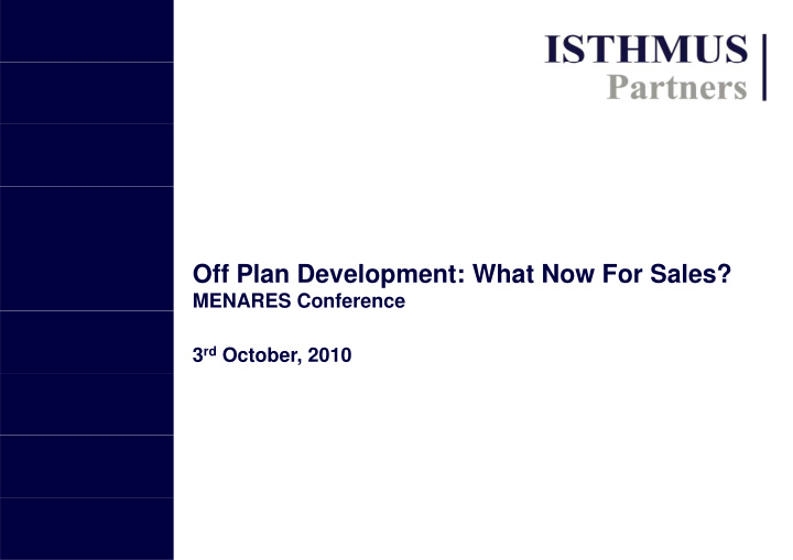 off plan develop ment what now for sales