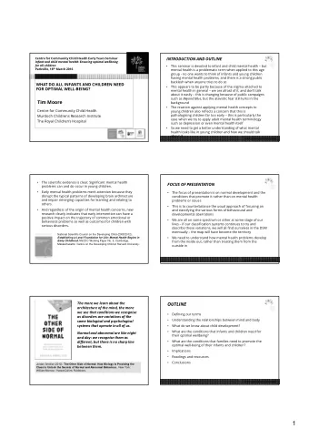 1  Sound mental health provides an essential foundation of  DEFINING OUR TERMS    stability that