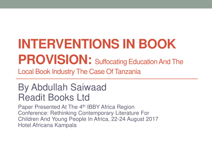 interventions in book