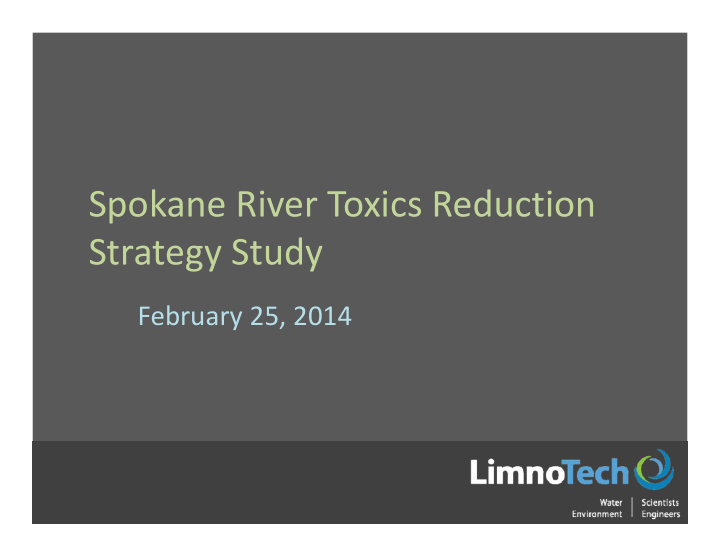 spokane river toxics reduction strategy study