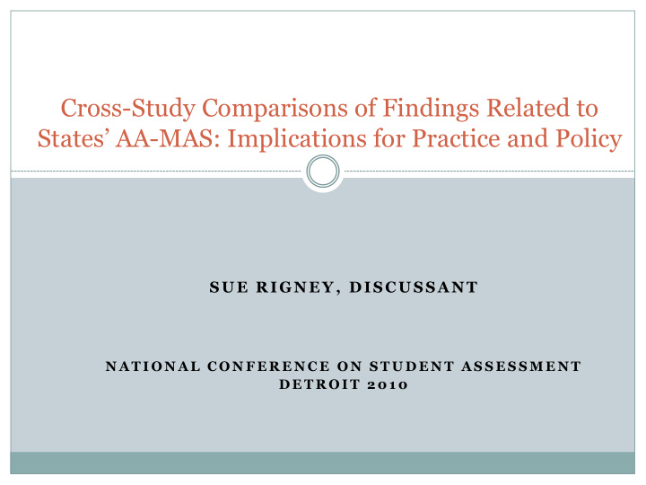 cross study comparisons of findings related to states aa