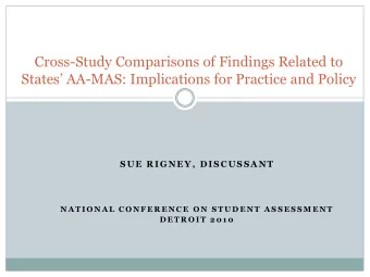Cross-Study Comparisons of Findings Related to States AA -MAS: Implications for Practice and