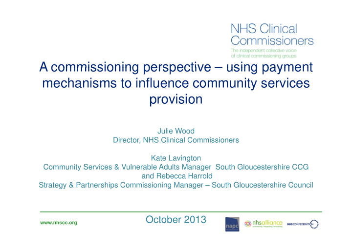 a commissioning perspective using payment a commissioning
