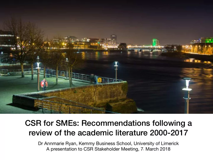 csr for smes recommendations following a review of the