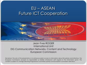 EU  ASEAN  Future ICT Cooperation  Jean-Yves ROGER  International Unit  DG Communication