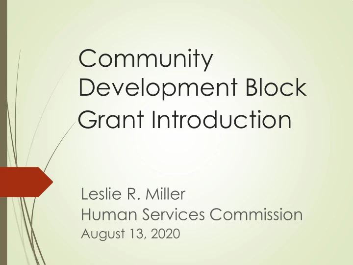 community development block grant introduction