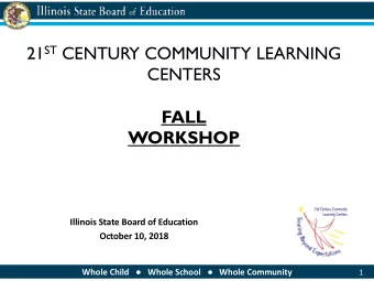 21 ST CENTURY COMMUNITY LEARNING  CENTERS  FALL  WORKSHOP  Illinois State Board of Education