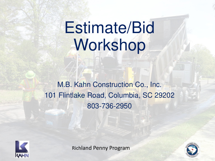 estimate bid workshop