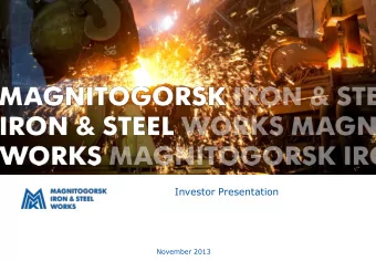 Investor Presentation  November 2013  Disclaimer  THIS PRESENTATION IS FOR INFORMATION ONLY AND IS